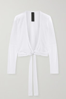 Thumbnail for your product : Norma Kamali Cropped Stretch-jersey Wrap Top - White