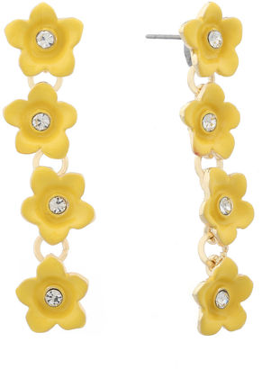 Liz Claiborne Flower Linear Earring Yellow Goldtone