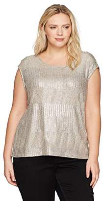 Calvin Klein Women's Plus Size Sleeveless Variegated Top with Buttons