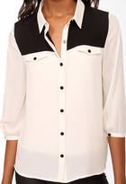 Thumbnail for your product : Forever 21 Colorblocked 3/4 Sleeve Shirt