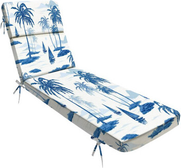 Outdoor Indoor 3'' Lounge Patio Cushion Beautiful botanical seamless coconut palm trees sailboat silhouettes Water-Resistant Chaise Lounge Cushion fo