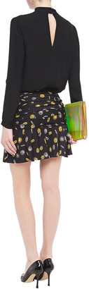 Moschino Ruched Printed Jersey Mini Skirt