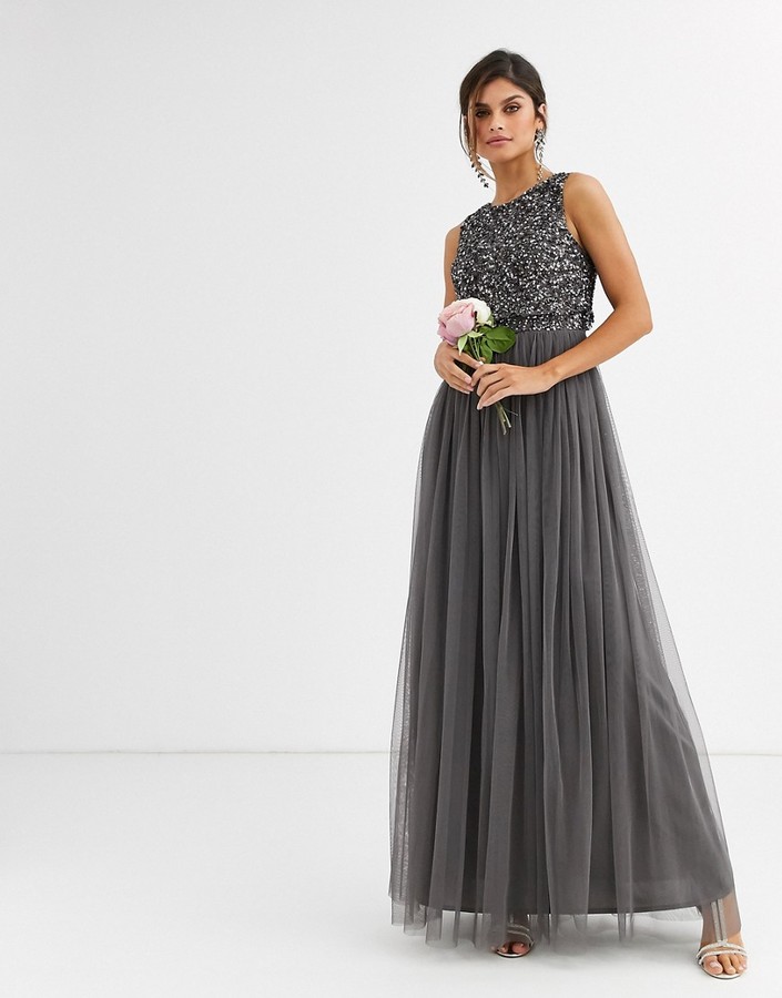 maya sleeveless embellished maxi dress
