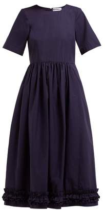 Molly Goddard Erika Ruffle Hem Cotton Dress - Womens - Navy
