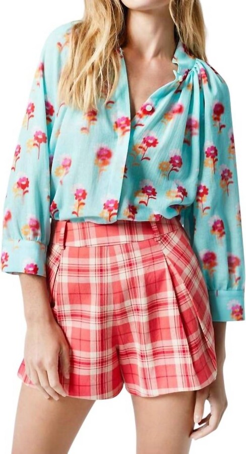 Smythe Pleated Plaid Walking Shorts In Watermelon Plaid