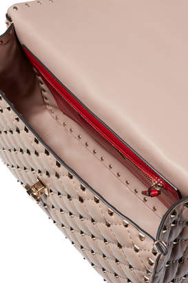 Valentino Garavani The Rockstud Spike Large Quilted Leather Shoulder Bag - Blush