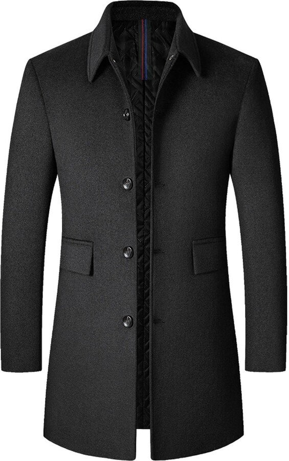 Generic trench coat men single breasted wool coat warm padded overcoat