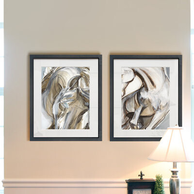Latitude Run Horse Abstraction I - 2 Piece Picture Frame Painting Print Set on Paper
