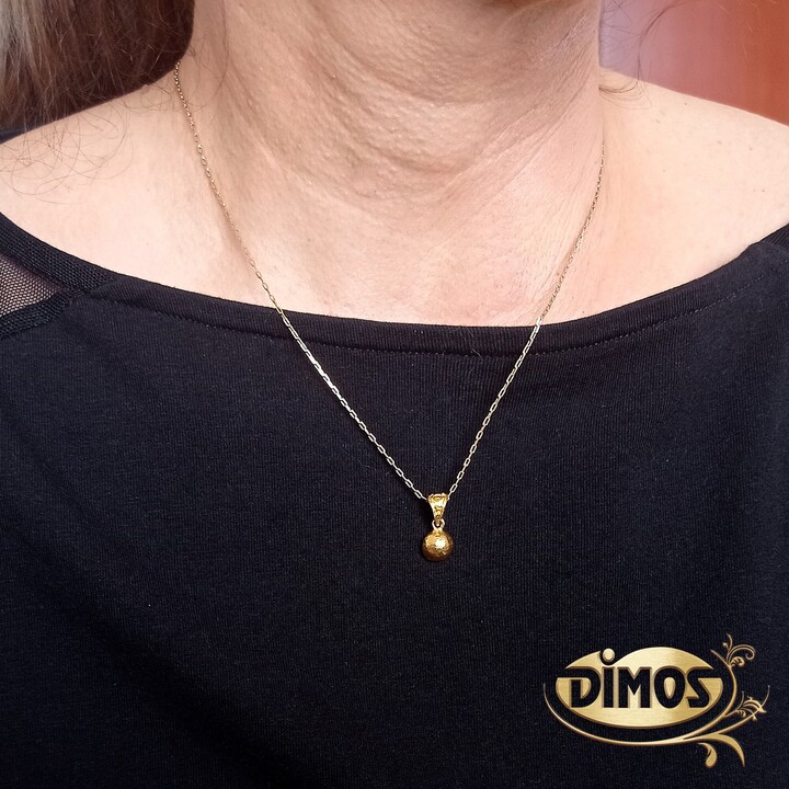 Handmade 18K Gold Hammered Pendant Greek Filigree Jewelry