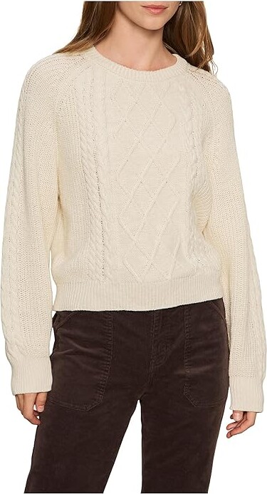 Sanctuary Nomad Cable Popover Women's Sweater Chalk : SM (US 4-6), Nylon/Spandex/Viscose