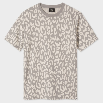 Paul Smith Men's Grey And Ecru 'Animal' Jacquard Cotton T-Shirt