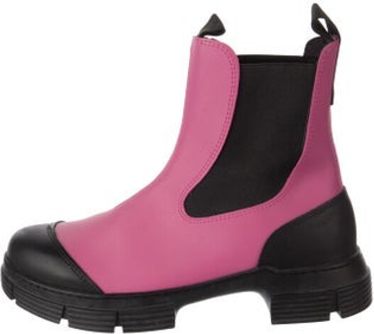 Ganni Rubber Ankle Rain Boots Pink Round-Toes Platform Includes Dust Bag