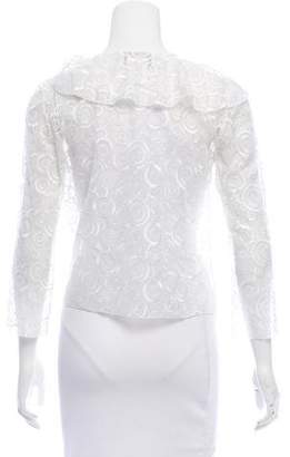 Chanel Embroidered Ruffle-Trimmed Top