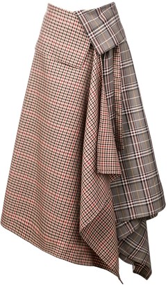 Monse Patchwork Plaid Wrap Skirt