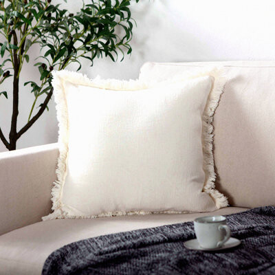 BRBCA Off White Linen Tels Decorative Pillow Cover - Couch Sofa Bed Outdoor Throw Pillow Cover - Soft Breathable Fabric - Home Decor Accent
