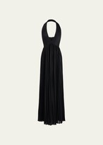 Tiffany Pleated Shimmer Halter Gown 