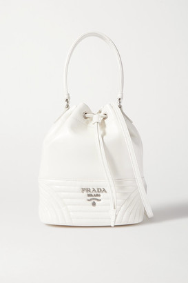 Prada Diagramme Quilted Leather Bucket Bag - White