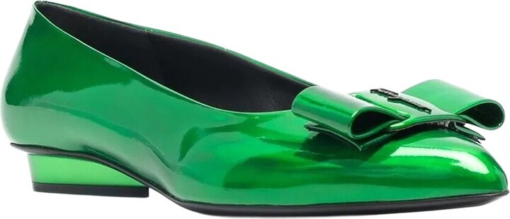 Ferragamo Viva Bow Leather Ballet Flat