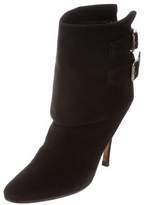 Thumbnail for your product : Manolo Blahnik Suede Pointed-Toe Ankle Boots