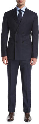 Armani Collezioni Wide-Stripe Double-Breasted Wool Two-Piece Suit