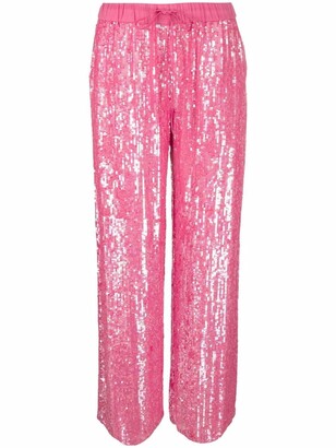 BRIGHT BRIGHT PINK SEQUIN TROUSER IN PINK