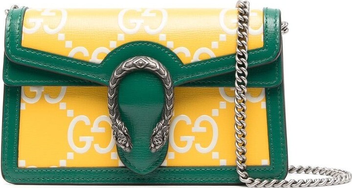 Gucci Green Teal Flora Blooms Dionysus Large Leather Shoulder Bag Italy