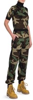 Thumbnail for your product : Moschino Short-Sleeve Logo Camo Wool Knit Turtleneck Top