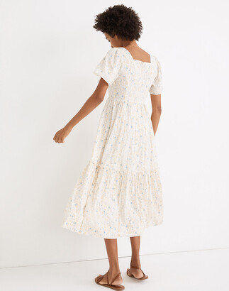 Madewell Flutter-Sleeve Tiered Maxi Dress in Folkmagic Floral