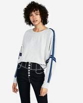Thumbnail for your product : Express One Eleven Crew Neck Varsity Stripe Sweatshirt