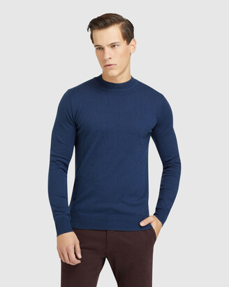 Oxford Men's Blue Jumpers - Bart Funnel Neck Knit - Size One Size, XXL at The Iconic