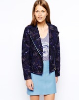 Thumbnail for your product : See by Chloe Floral Denim Collarless Jacket