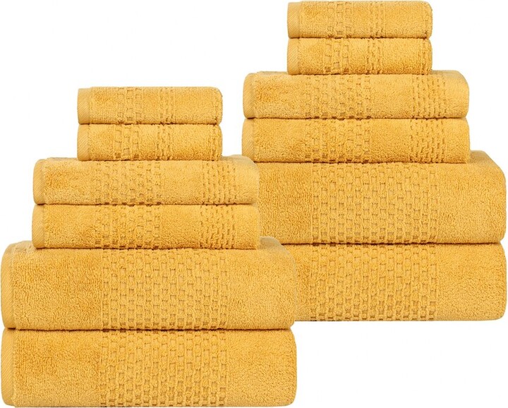 Superior Playa Zero Twist Cotton Medium Weight Solid Waffle Textured 12pc Towel Set