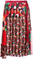 Thumbnail for your product : Sacai asymmetric floral pleated skirt
