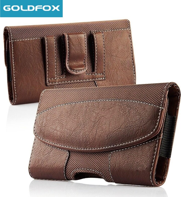 GOLDFOX PU Leather Pouch Waist Bag Phone Holster Belt Clip Case Holder for iPhone 15 16 Pro Max for Samsung S24 S23 Ultra in 5.5-6.8"