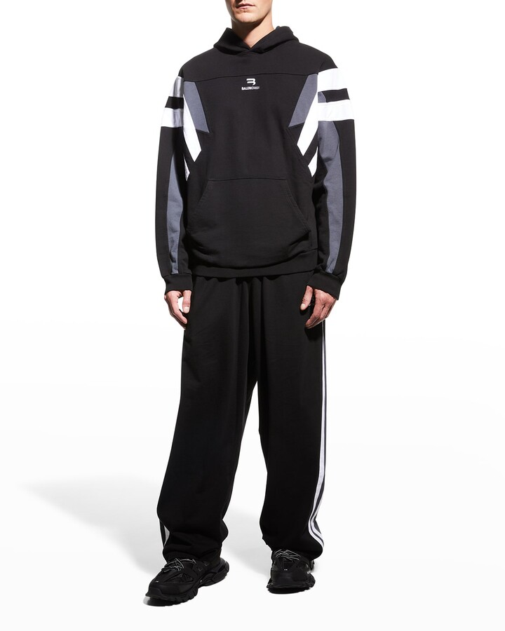Balenciaga Men's Terry Sleeve-Stripe Track Hoodie - ShopStyle Activewear  Jackets