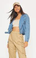 Thumbnail for your product : PrettyLittleThing Mid Wash Denim Biker Jacket
