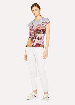 Paul Smith Women's Grey Sleeveless T-Shirt With 'Fairground' Print