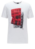 Thumbnail for your product : Boss Slim-fit T-shirt in Pima cotton with photographic print