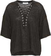 Thumbnail for your product : IRO Lace-up Slub Linen-jersey T-shirt