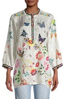 Thumbnail for your product : Johnny Was Kendra Printed Applique Silk Blouse