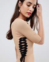 Thumbnail for your product : ASOS Design DESIGN skater dress in structured knit-Stone