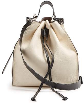 J.W.Anderson Drawstring Pebbled Leather Bucket Bag - Womens - White