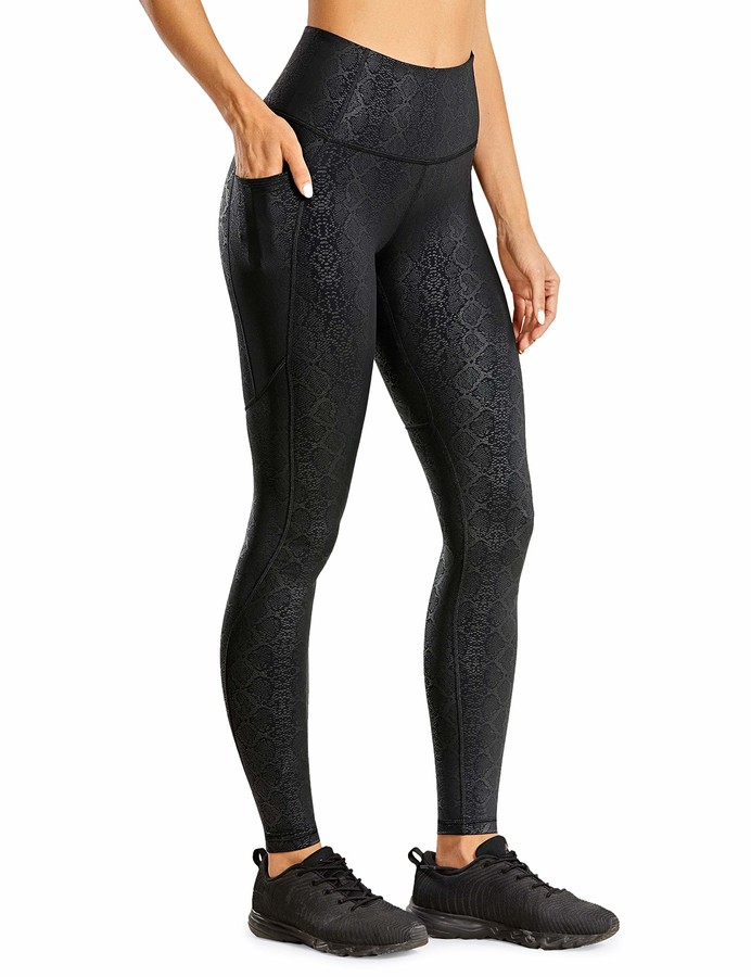 CRZ YOGA Women's Stretchy Faux Leather Leggings Yoga High Waisted