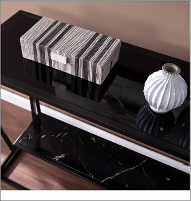 W-Jopns Argall Long Glass-Top Console Table