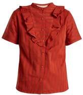 Thumbnail for your product : Ace&Jig Fiona Ruffle-trimmed Striped-cotton Blouse - Womens - Dark Orange