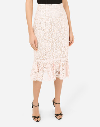 Dolce & Gabbana Lace midi skirt with ruffle detailing
