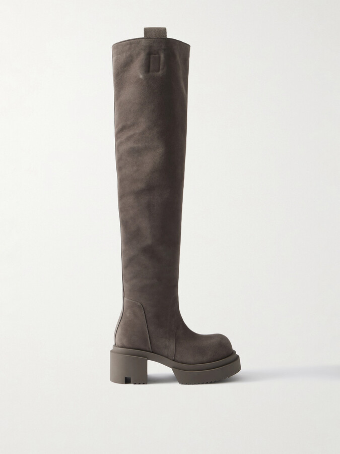 Rick Owens - Wader Bogun Suede Over-the-knee Platform Boots - Brown