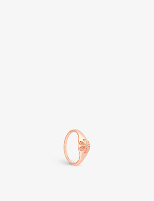 Astrid & Miyu Flora 18ct rose gold-plated sterling-silver and white zirconia stone signet ring