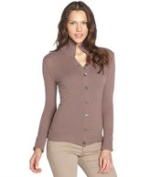 Thumbnail for your product : Autumn Cashmere cinnamon brown cashmere button down mock neck cardigan