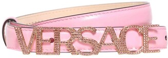 Versace 2cm Crystal Logo Leather Belt